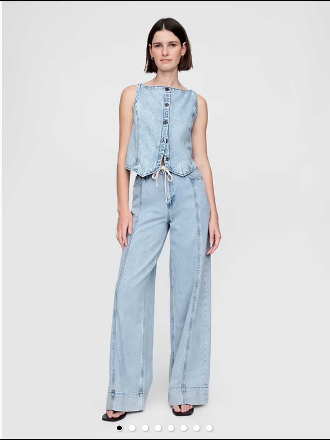Light Wash Mid Rise Ultrasoft Denim Baggy Trousers